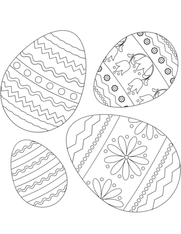 Four Easter Eggs Coloring Page